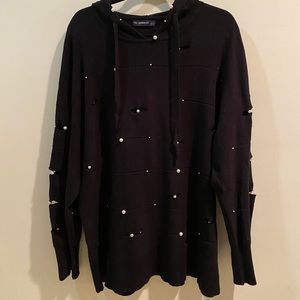 Zara hoodie Knit Pearl Collection Black M